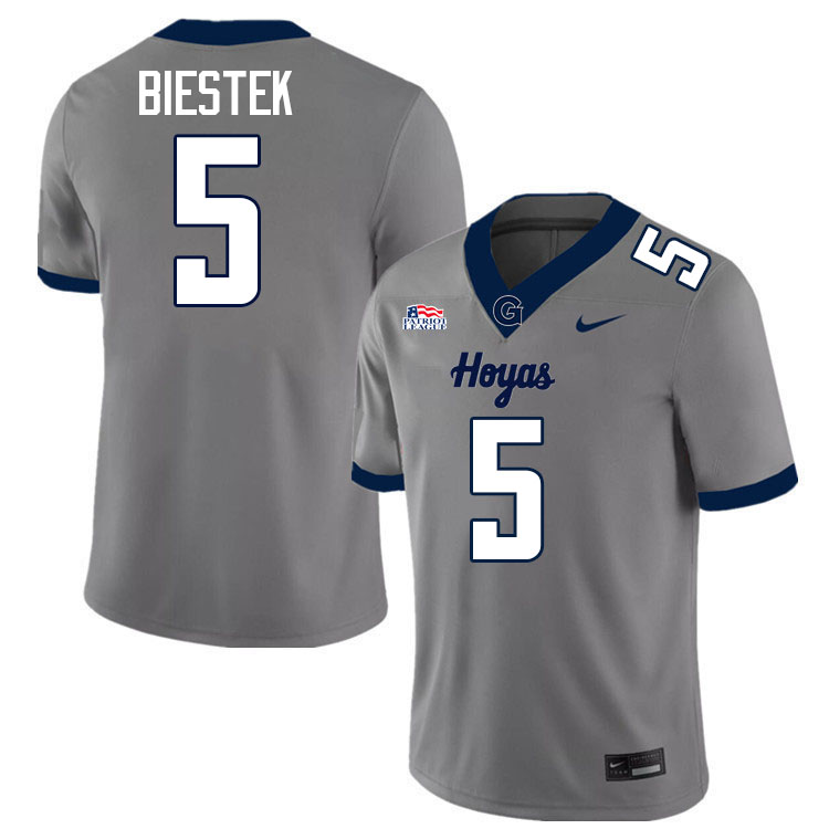 Georgetown Hoyas #5 Brock Biestek College Football Jerseys,Uniforms-Grey